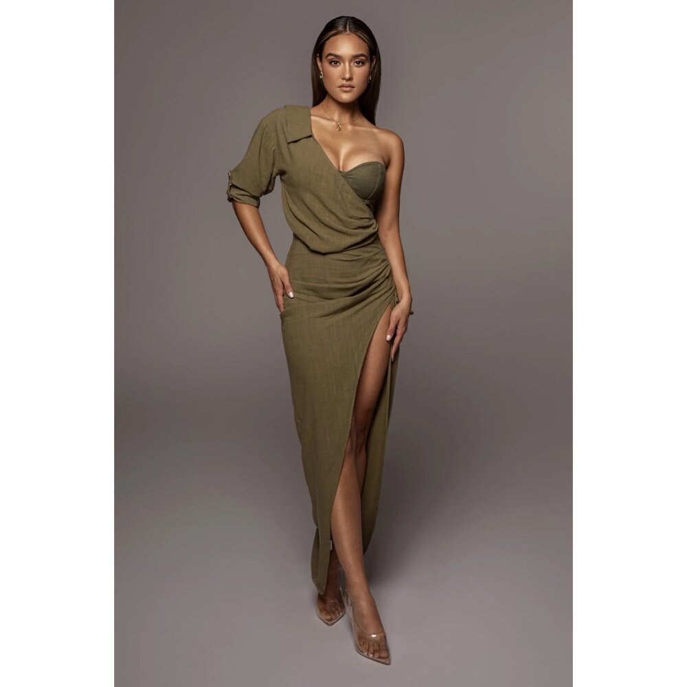 JLUXLABEL Olive Evita Linen Draped Dress- NWT